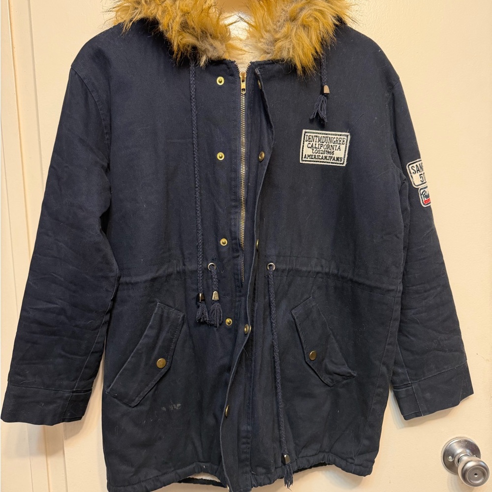 Women's Black Fur-Trimmed Parka